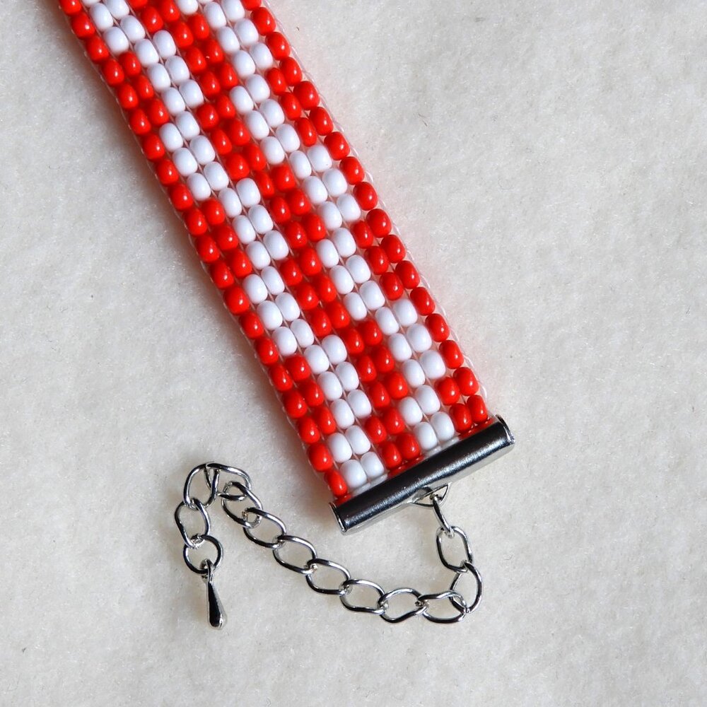 American flag USA bead bracelet, handmade, adjustable length, U.S. patriotic - Picture 4 of 5
